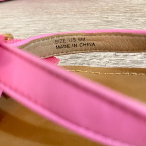 Kate Spade Sandals 6 Ida Pink Ribbon Gold Logo Flip Flops - Picture 10 of 10